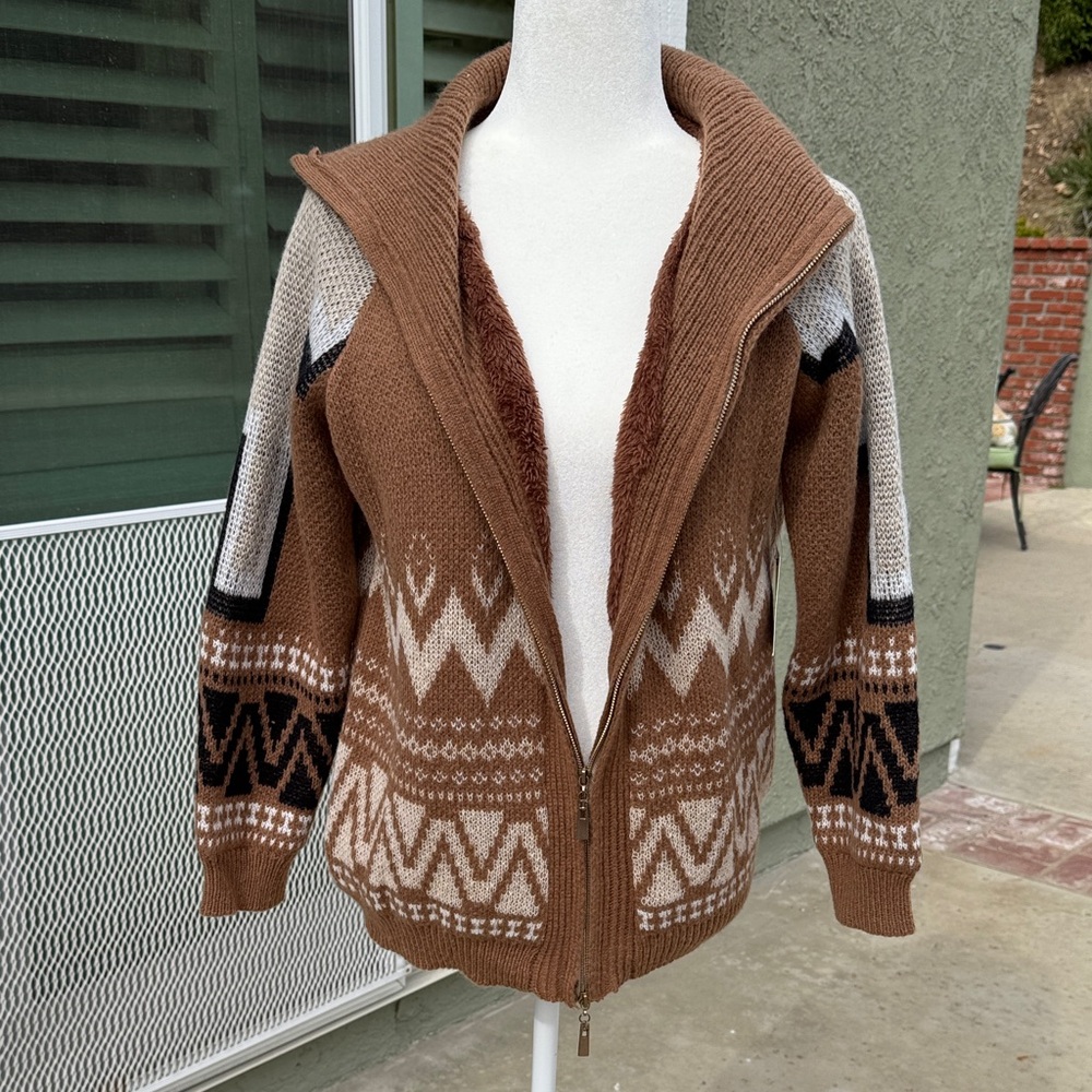 Woven Heart Chocolate Knit Sweater
